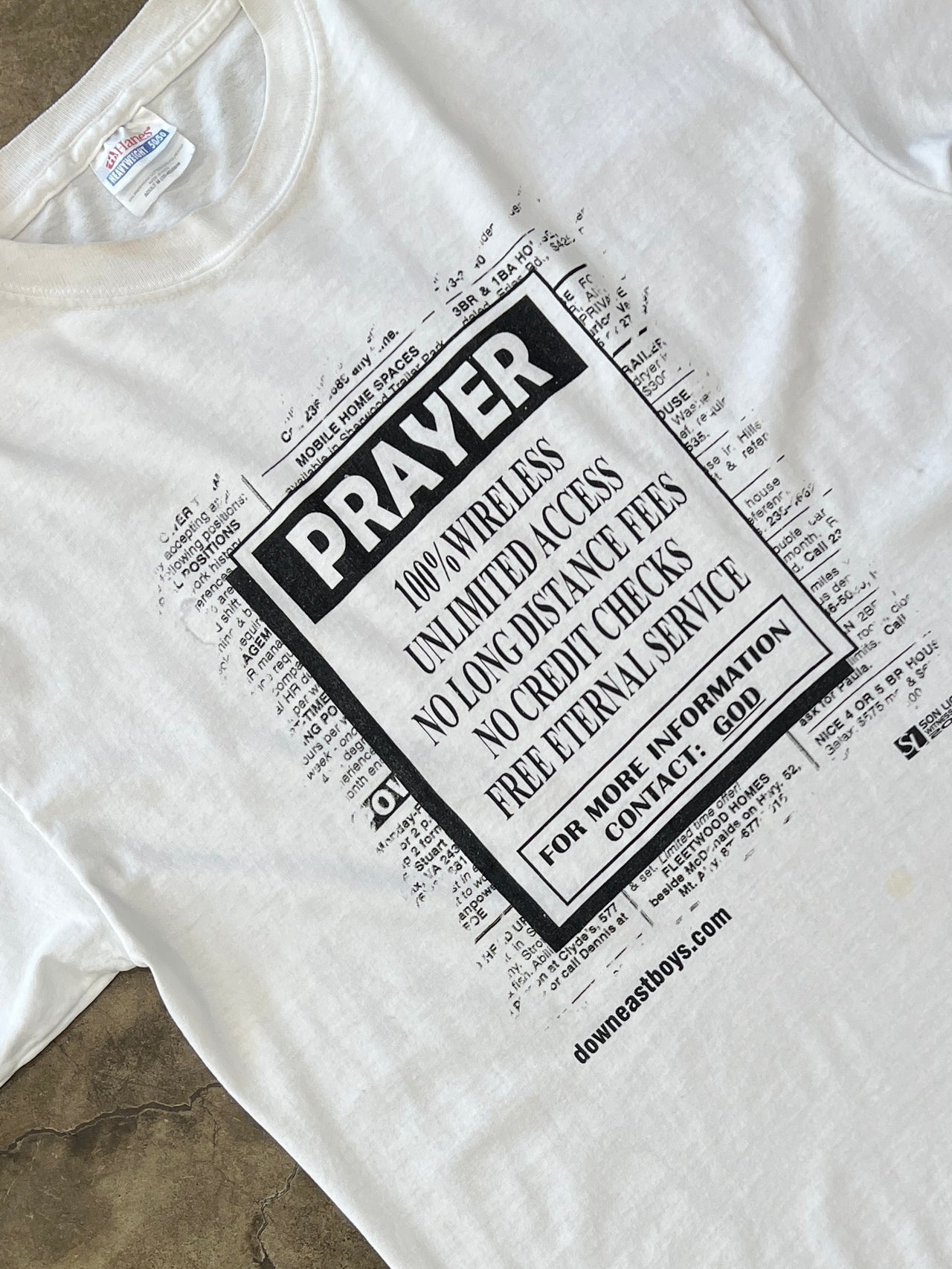 2003 Religious Prayer Contact God Wireless Tee