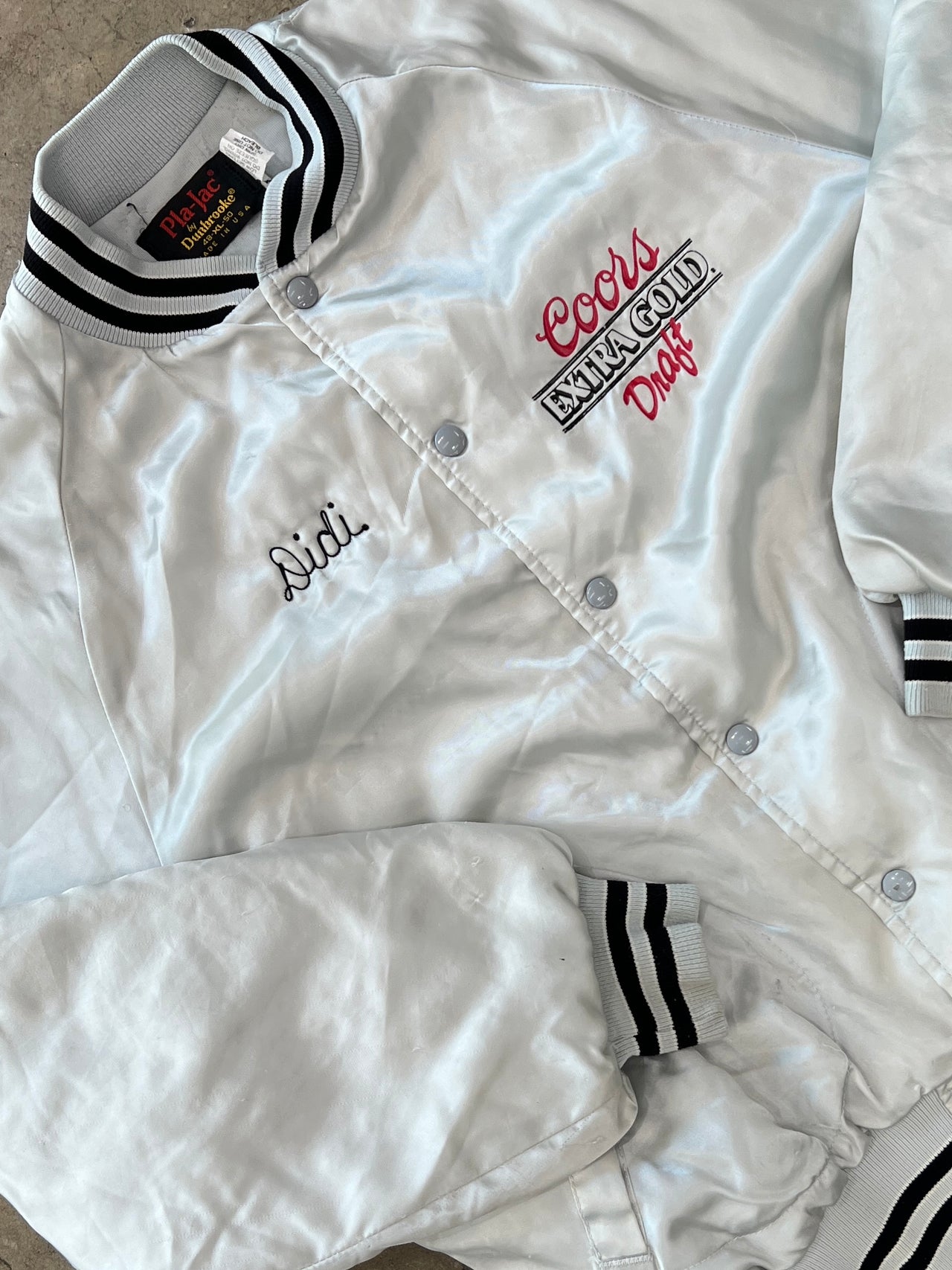 True Vintage 70s Coors Draft Beer Bomber Varsity Jacket Pla-Jac Tag