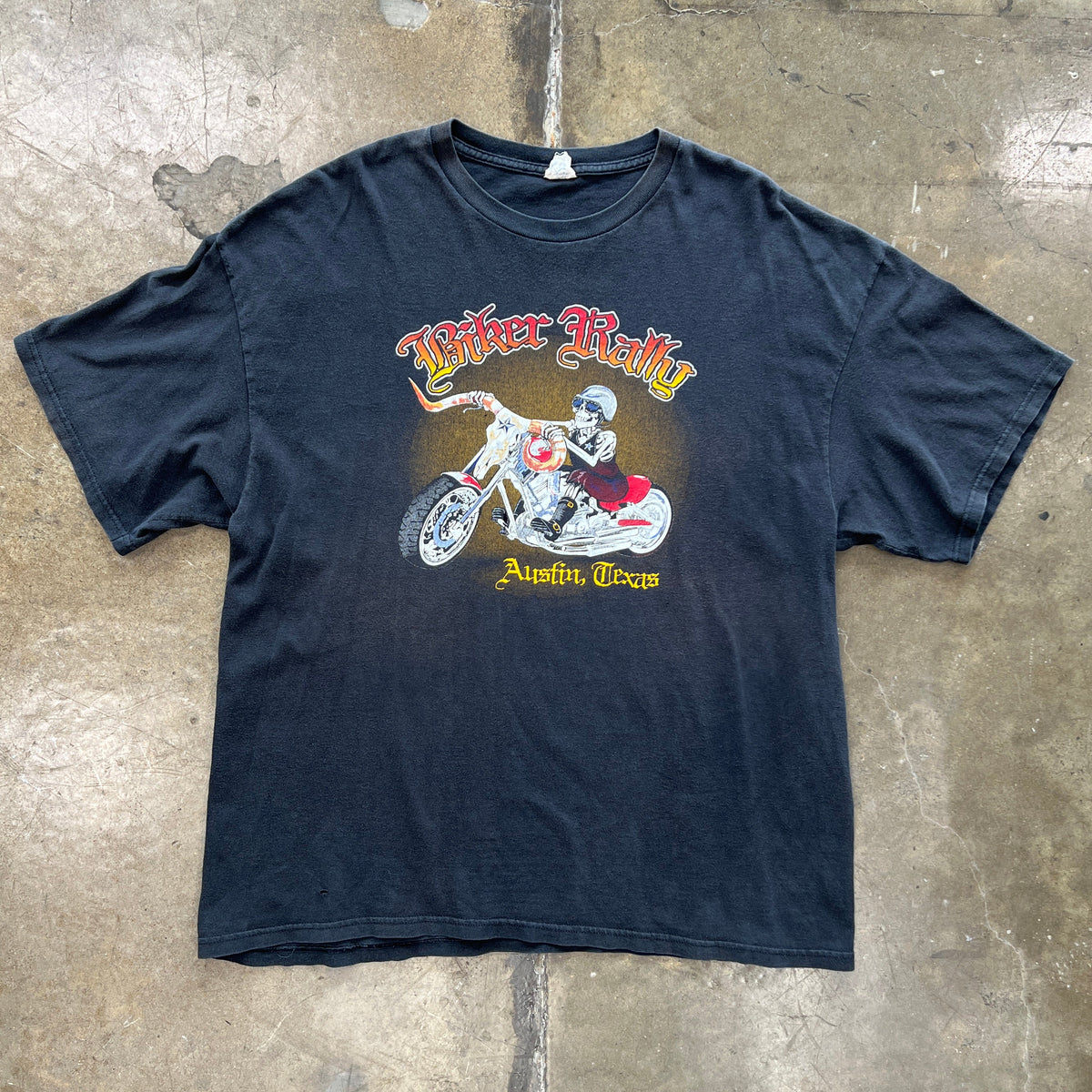Biker Rally Austin Texas Skeleton Motorcycle Tee