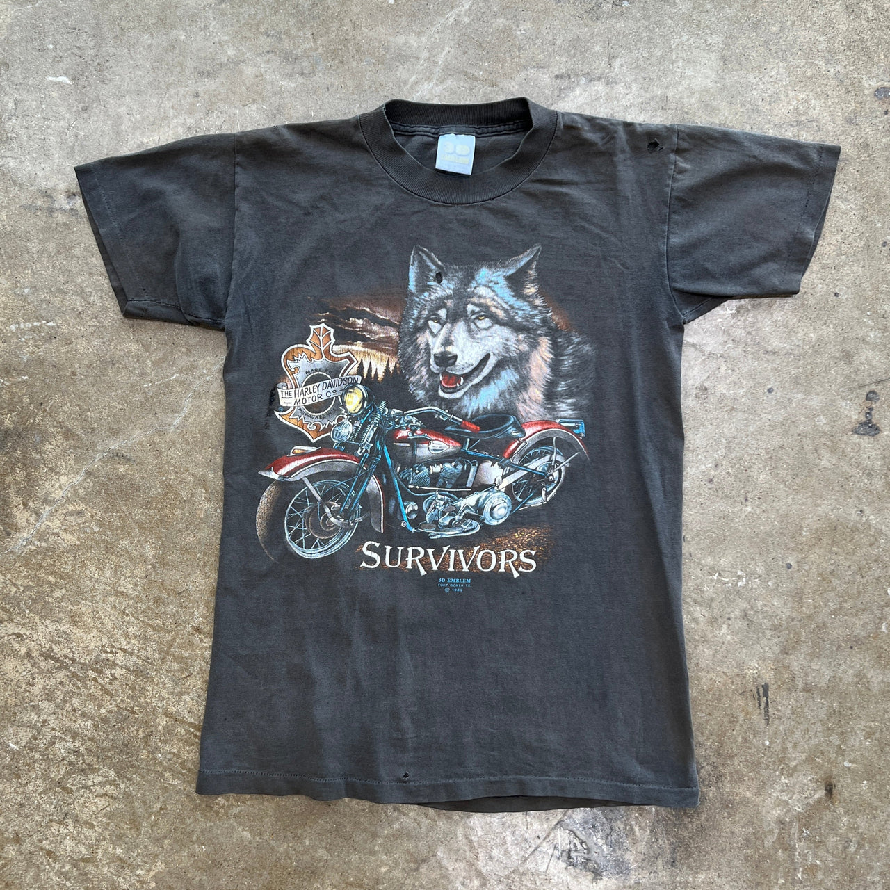 3D Emblem 1989 Harley Davidson 50th Bike Week Survivors wolf Tee