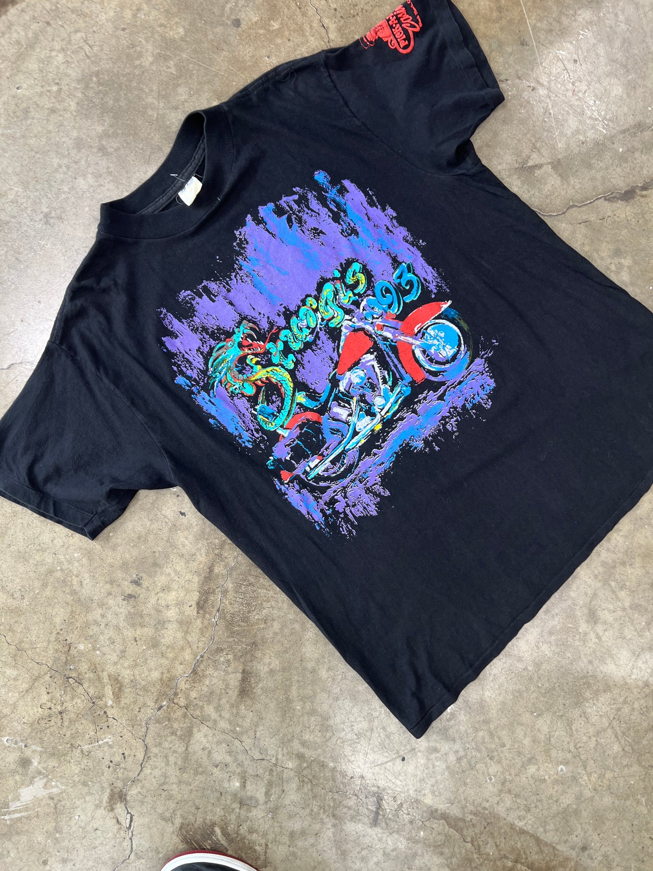 1993 Sturgis Black Hills Rally Art Motorcycle Single Stitch Tee