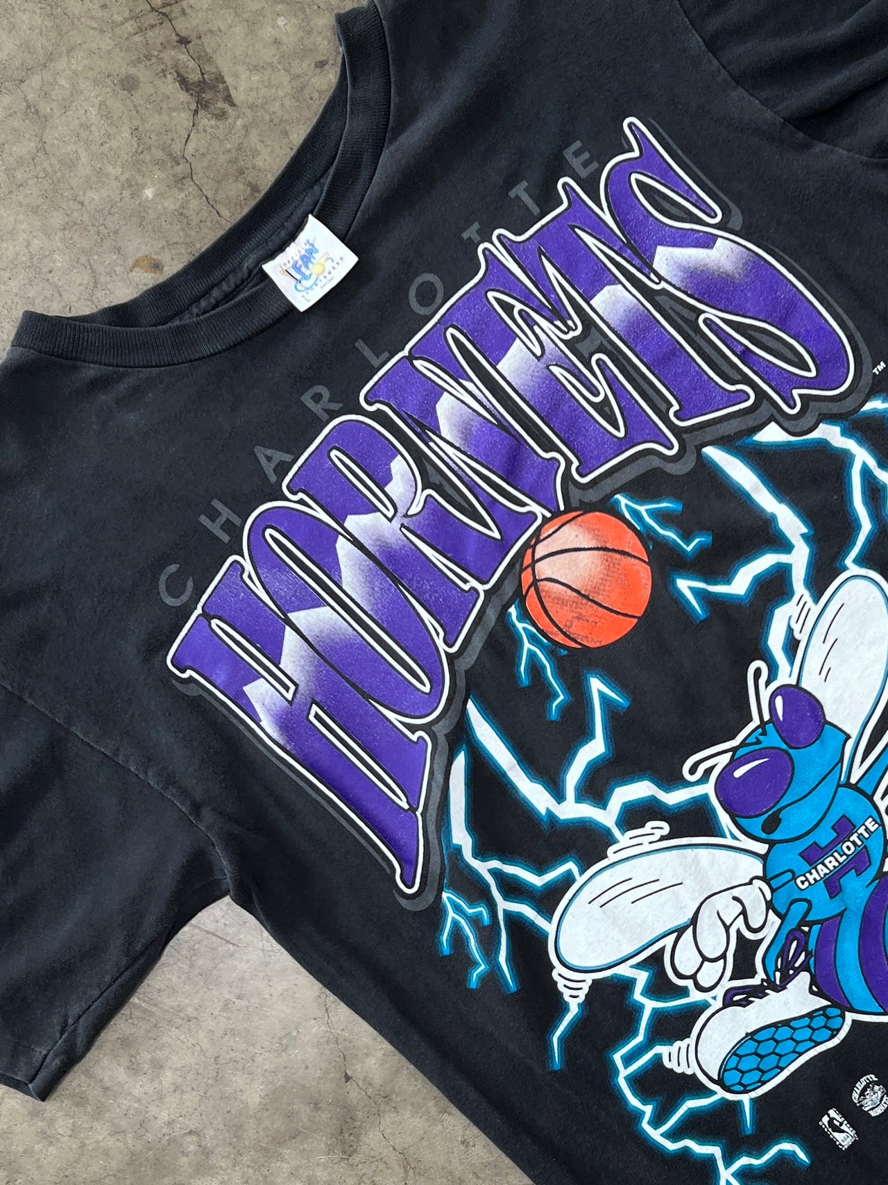 90s NBA Charlotte Hornets Lightning Single Stitch Tee