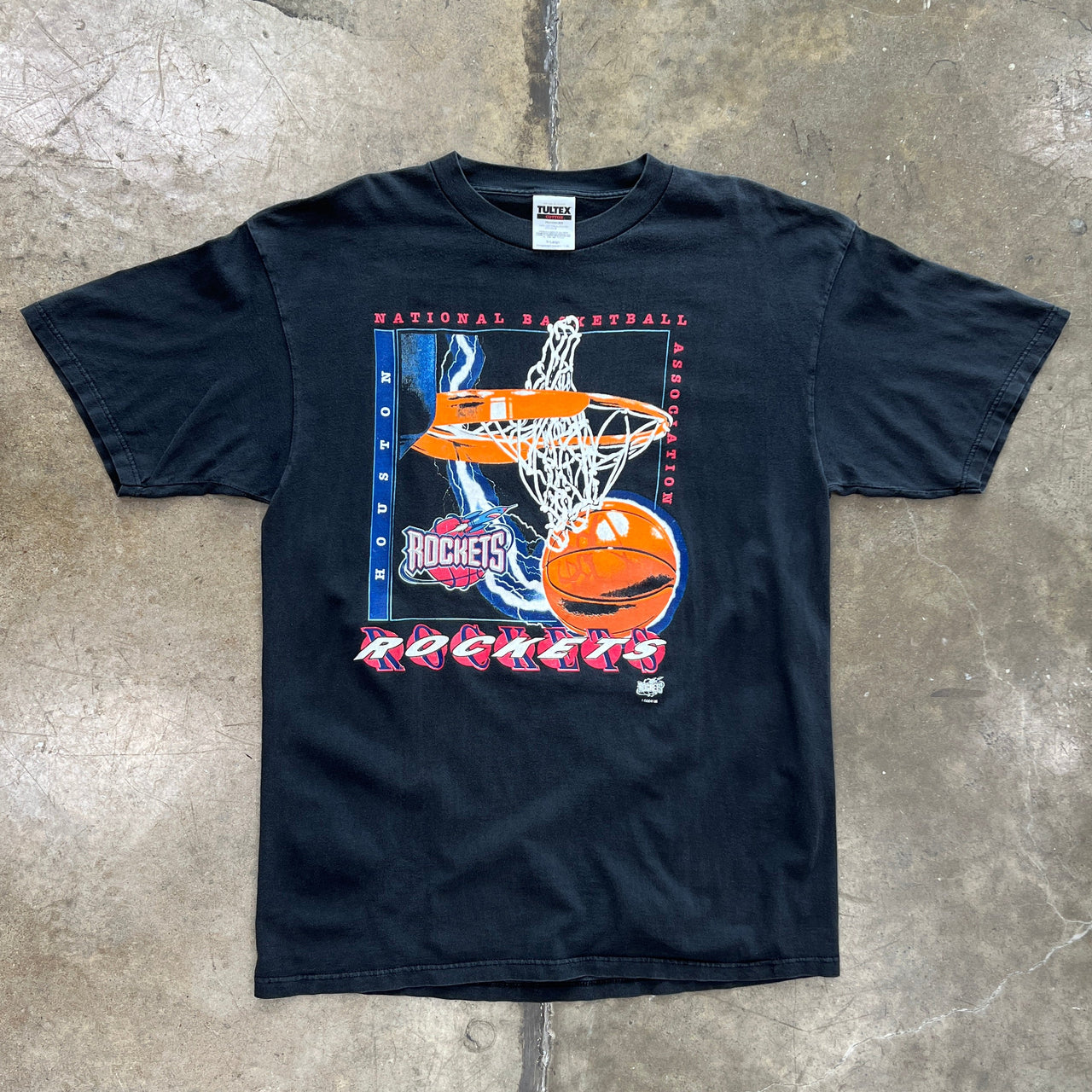 90s NBA Houston Rockets Net Basketball Tee