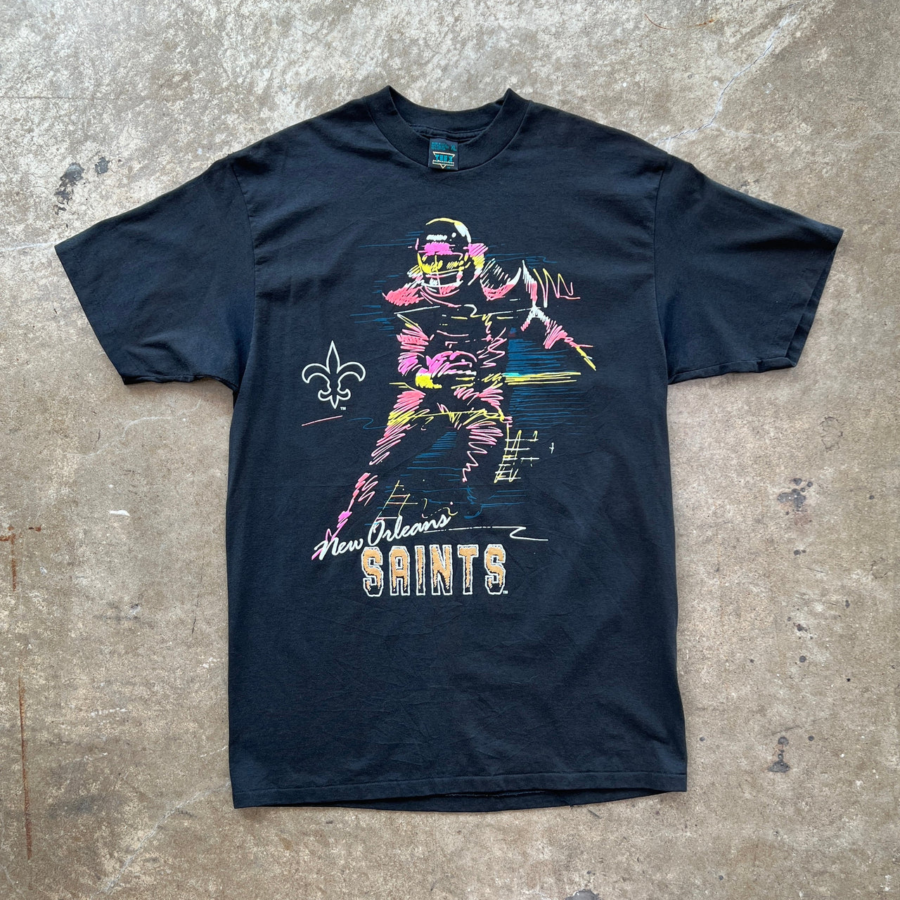 90s NFL Neon New Orleans Saints Single Stitch Tee
