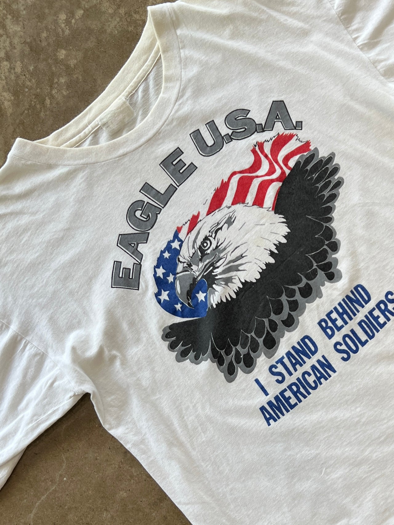 Eagle USA American Flag Soldiers Single Stitch Tee