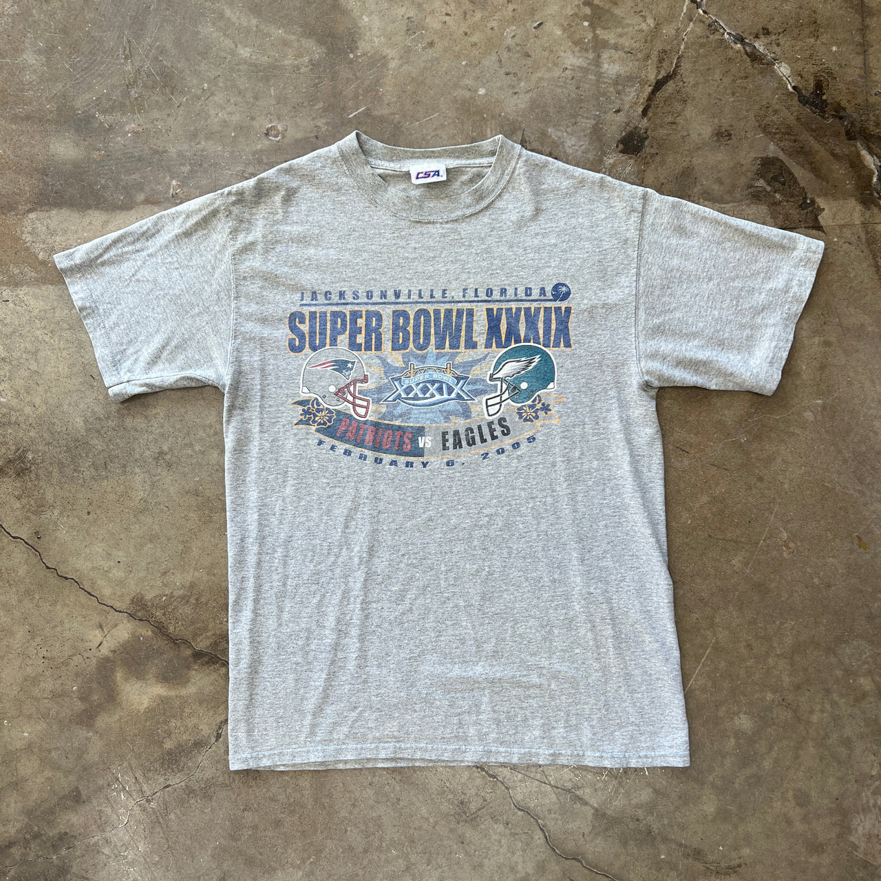 2005 Super Bowl XXXIX Patriots vs. Eagles CSA Tee