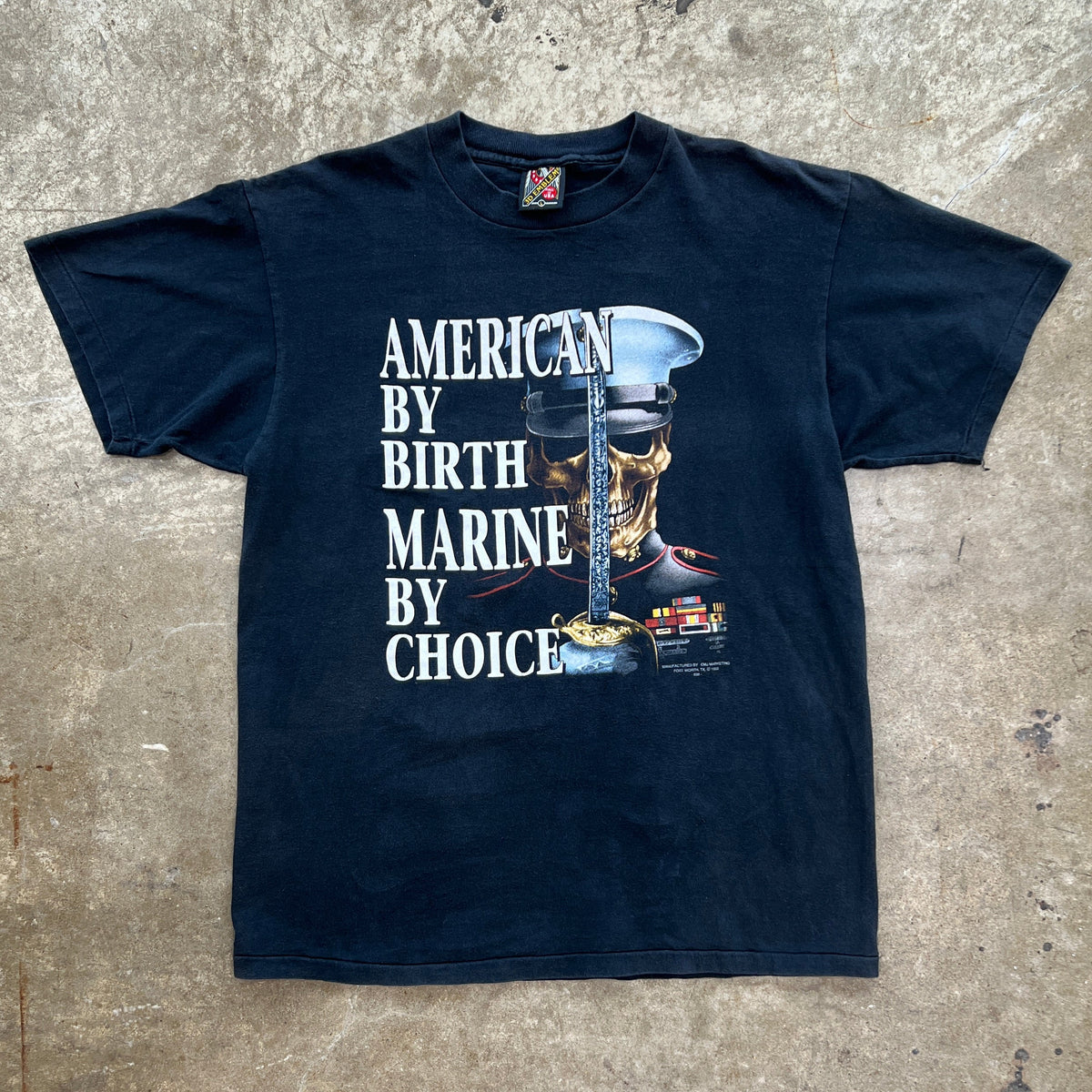 1992 American By Birth Marine By Choice Skull Military Single Stitch Tee