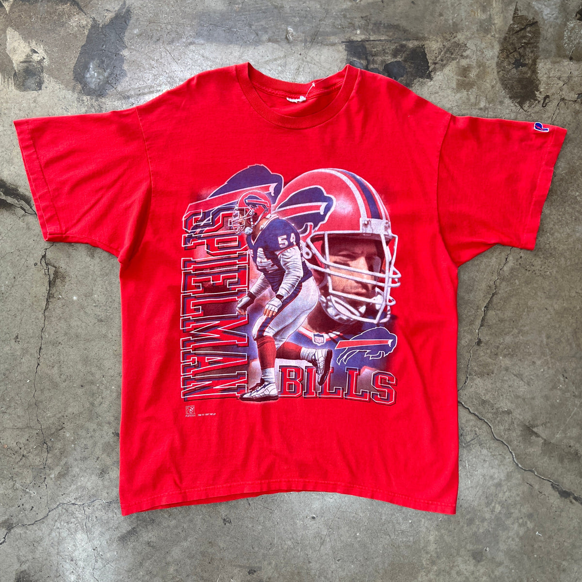1997 NFL Buffalo Bills Chris Spielman Football Single Stitch Tee