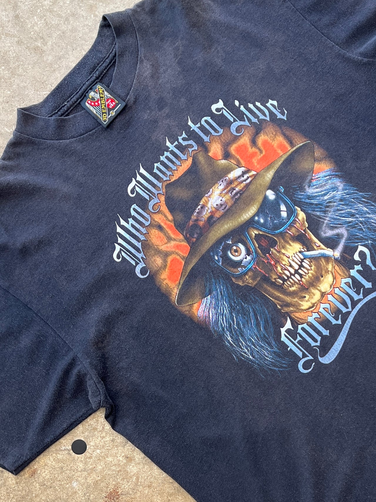 1992 Who Wants to Live Forver 3D Emblem Single Stitch Tee
