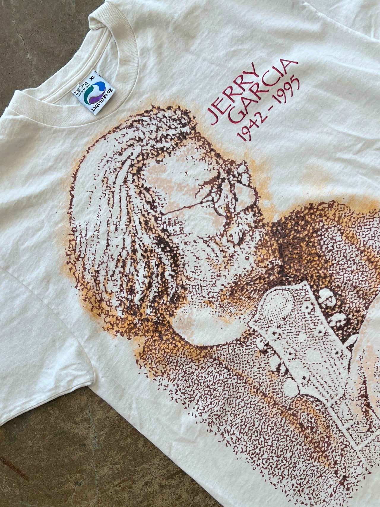 AOP 1995 Jerry Garcia Liquid Blue Tee Single Stitch