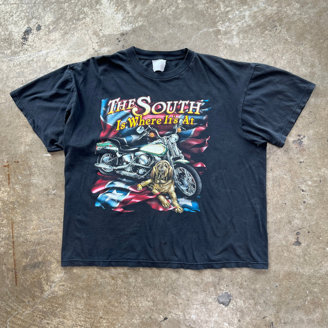 Dixie Dog Motorcycle Southern Confederate Tee XXL