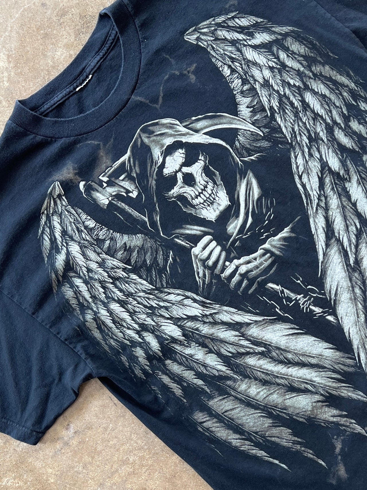 Y2K Grim Reaper Skeleton Wing Tee