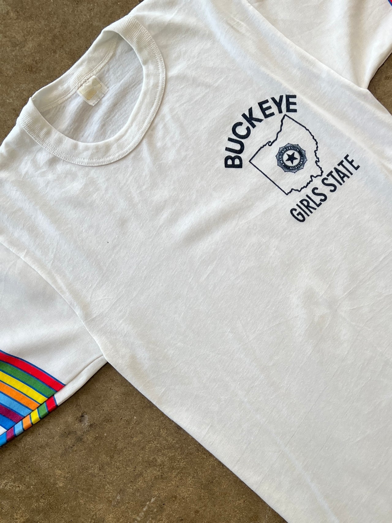 70s Buckeye Girls State Rainbow Single Stitch Tee