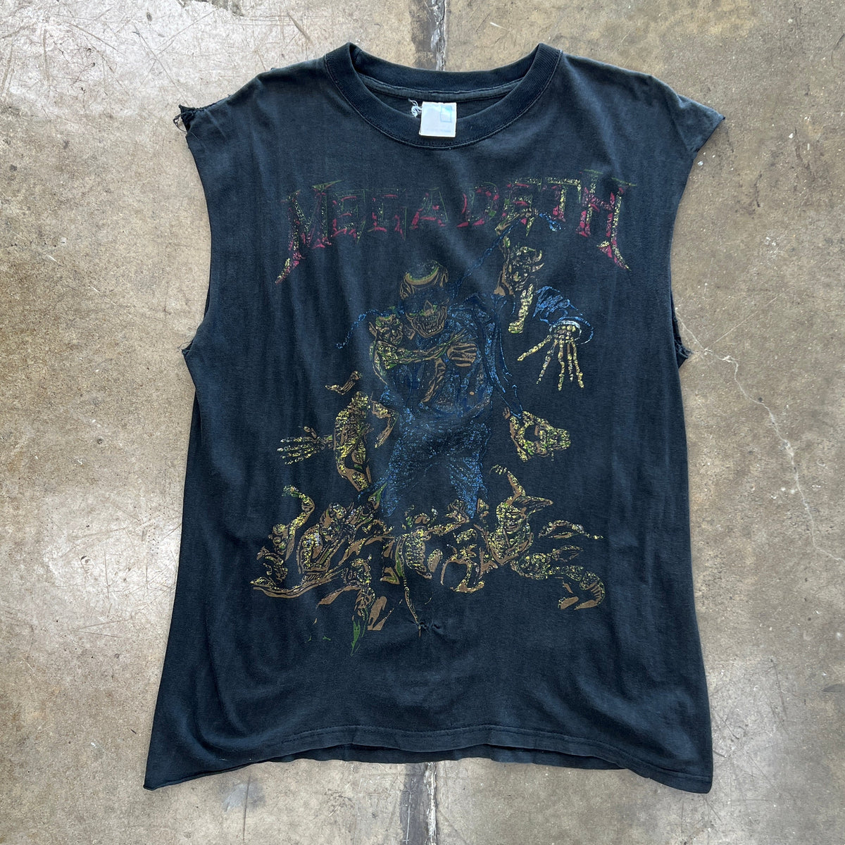80s Megadeth Vic Rattlehead Band Cut Sleeve Tee