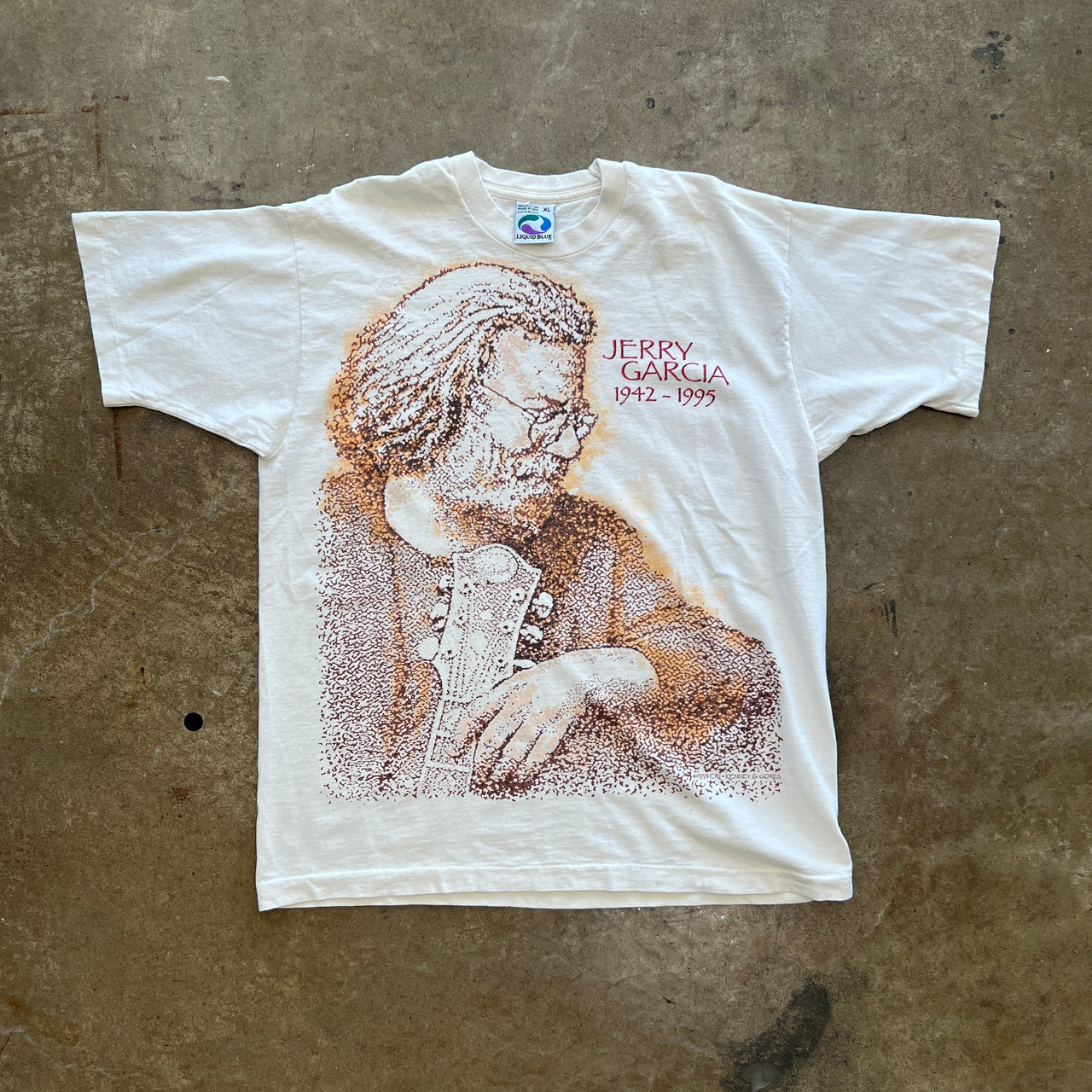 AOP 1995 Jerry Garcia Liquid Blue Tee Single Stitch