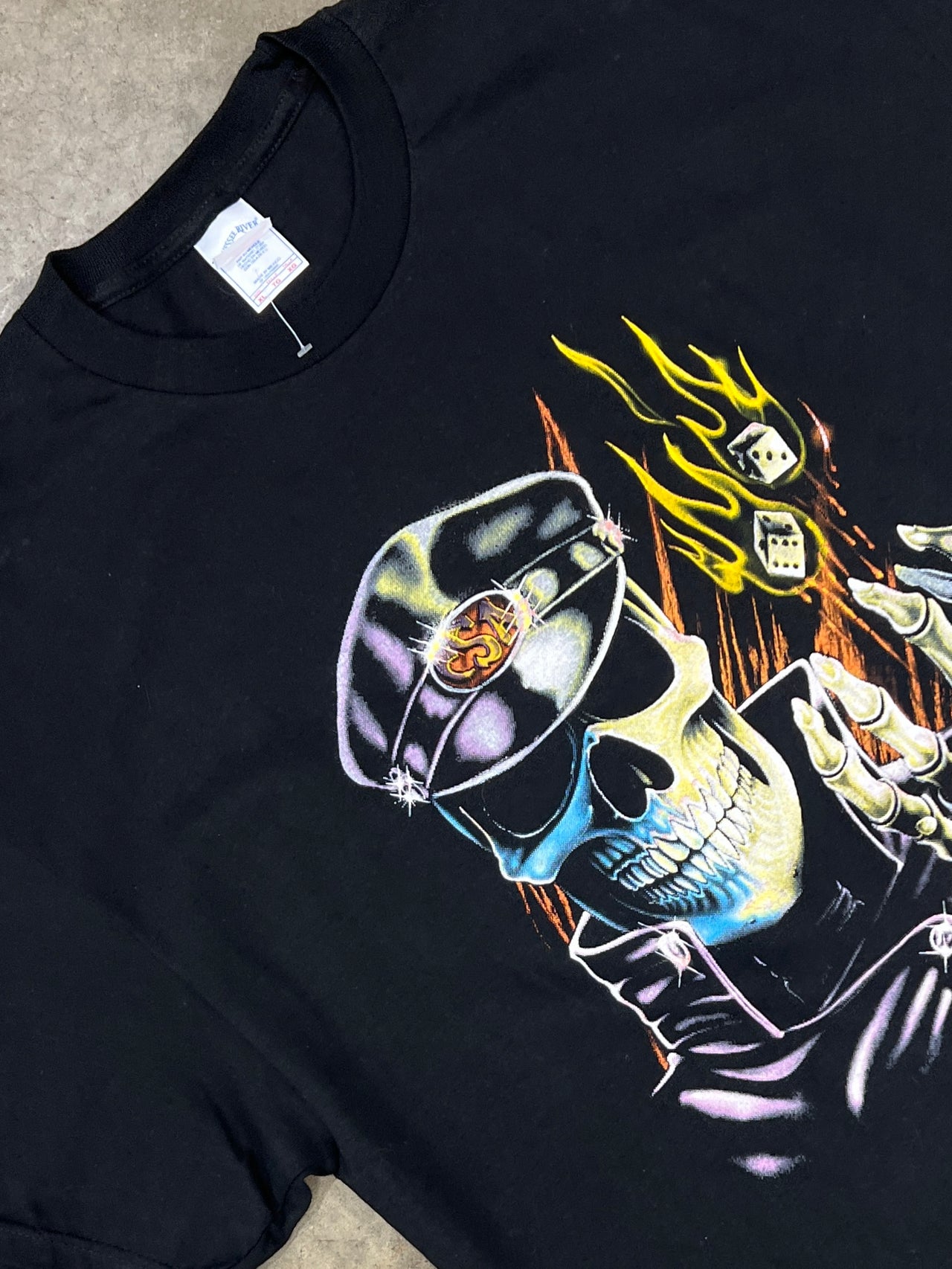 Biker Skull Flame 3D Emblem Style Tennessee River Tee