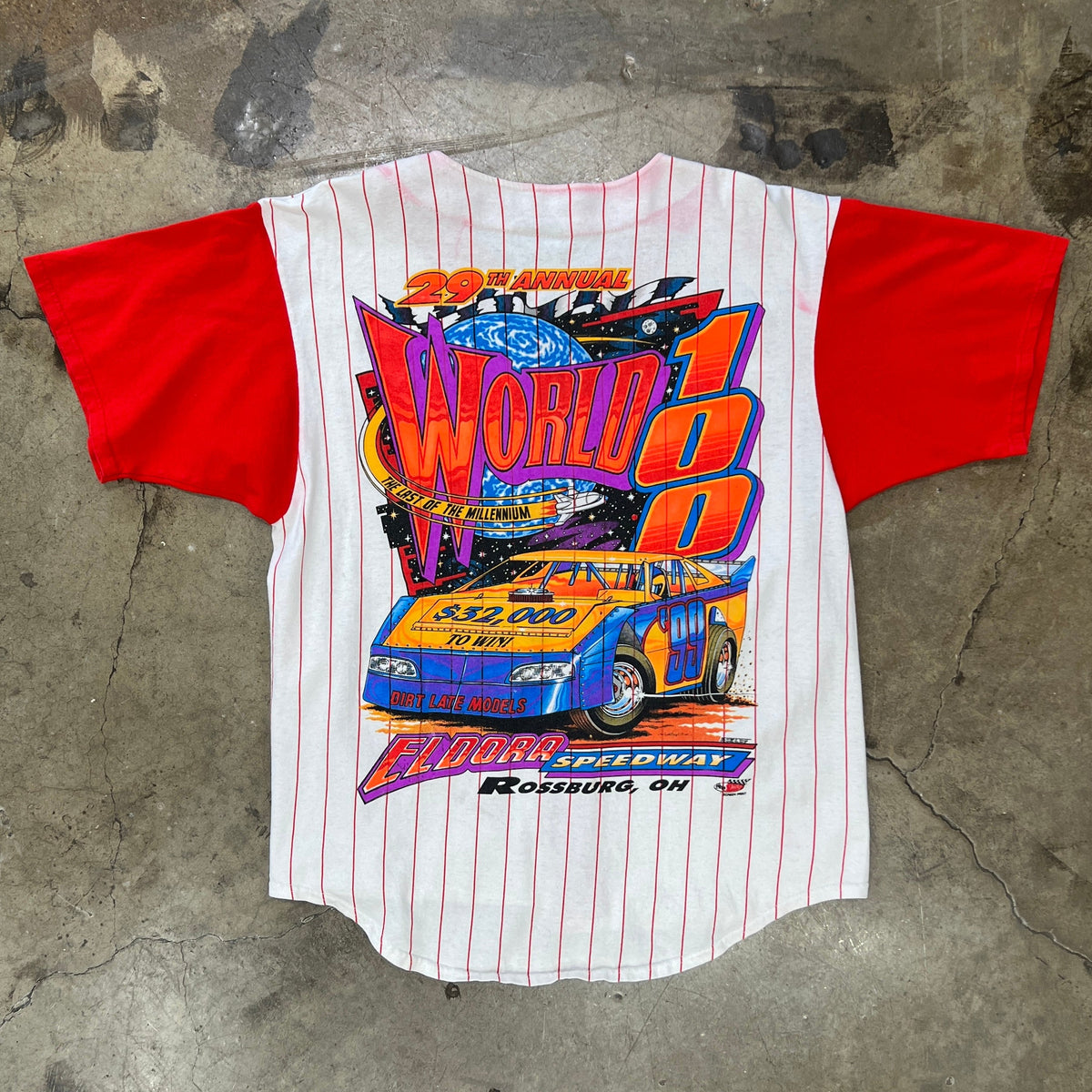 90s Racing World 100 Eldora Speedway Baseball Jersey