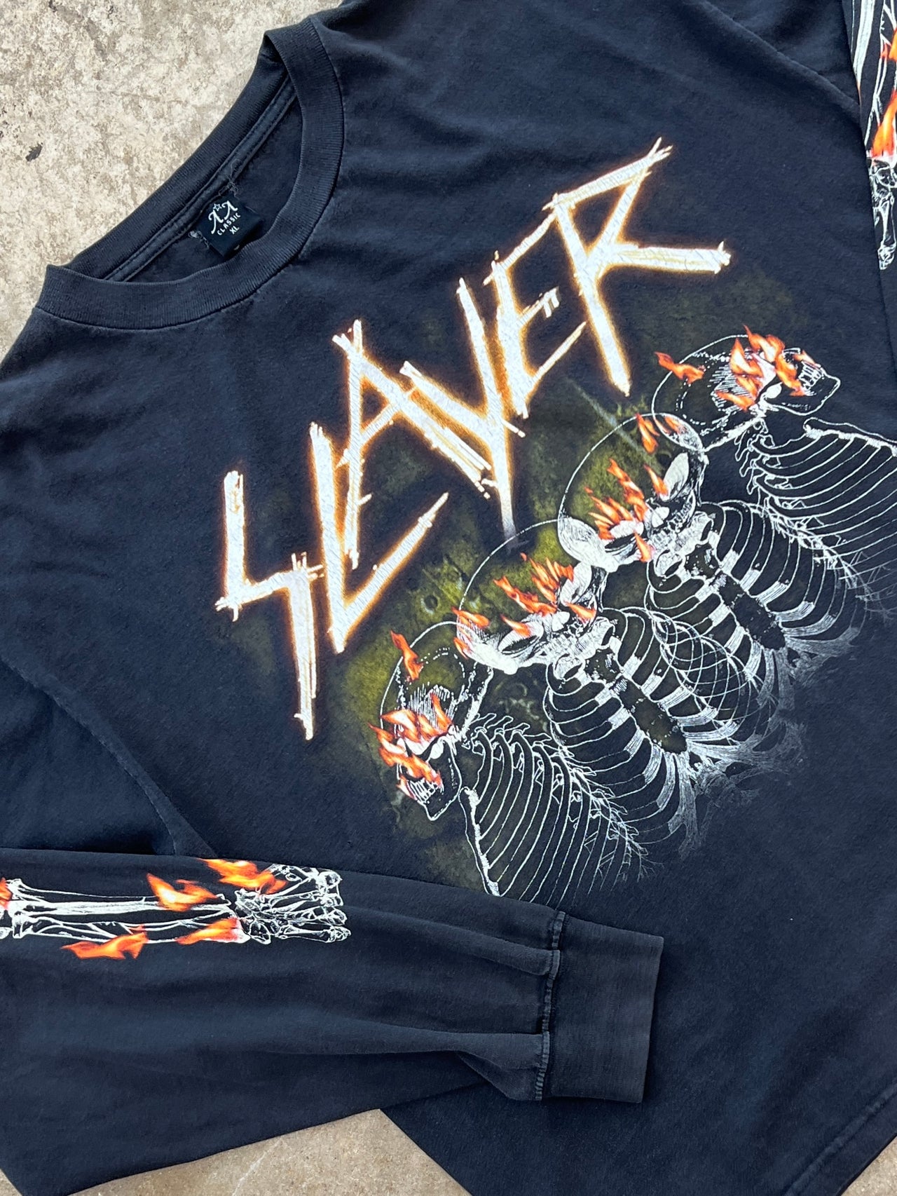 Y2K 2003 Slayer Skull Fire Long Sleeve Tee
