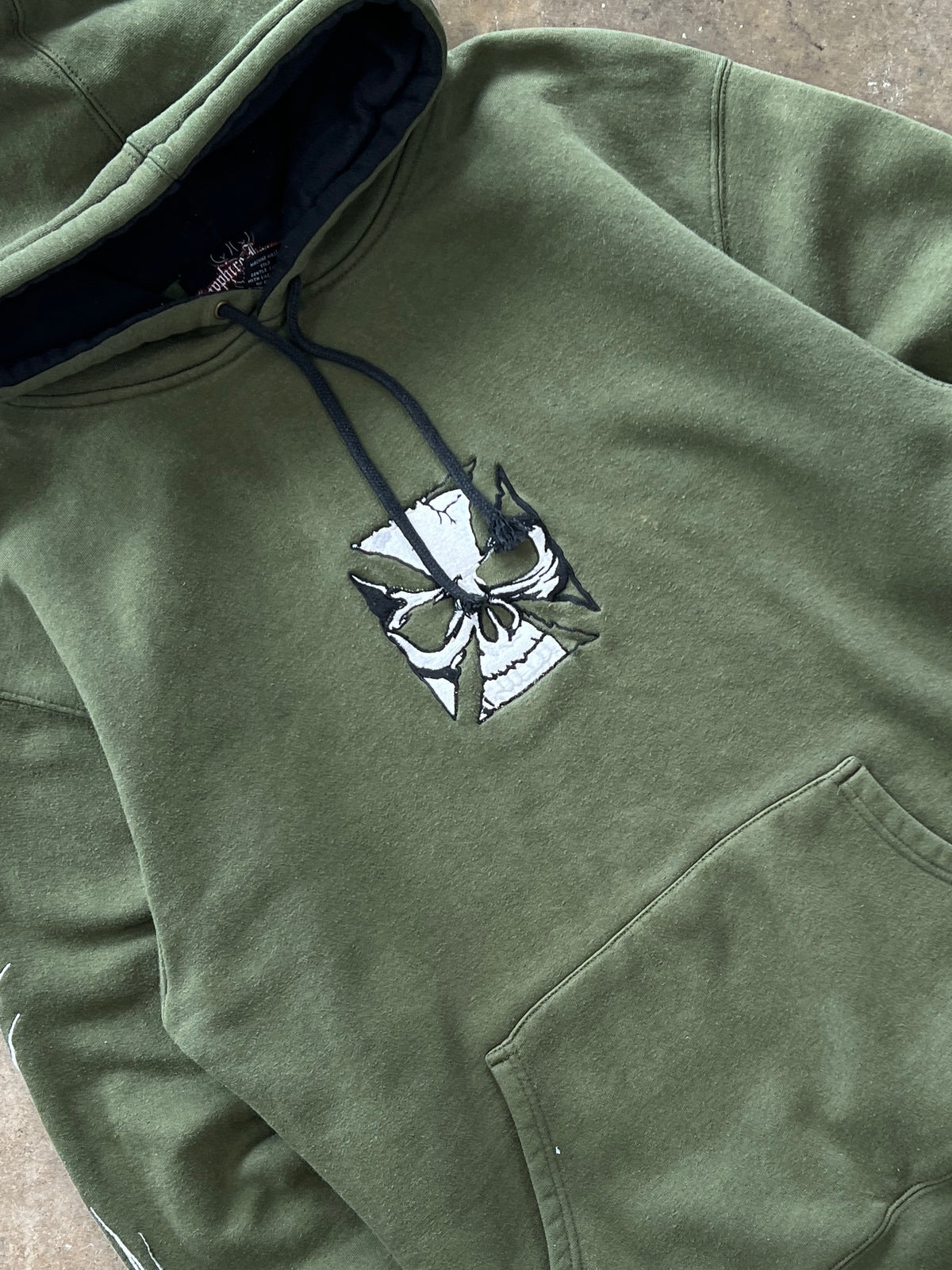 Sapphire Lounge Skull Choppers Cross Logo Flame Sleeve Hoodie
