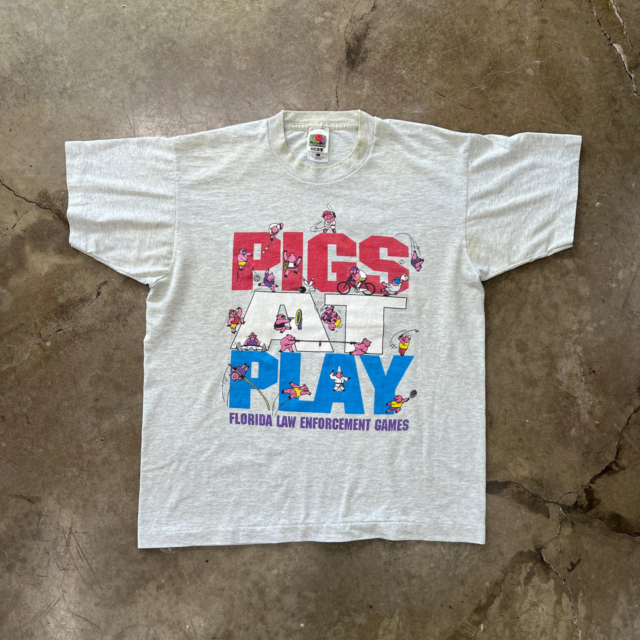 Pigs At Play Police Florida Cop Law Single Stitch Tee