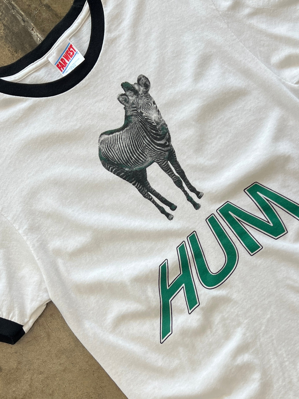 HUM You'd Prefer Astronaut Zebra Ringer Band Tee