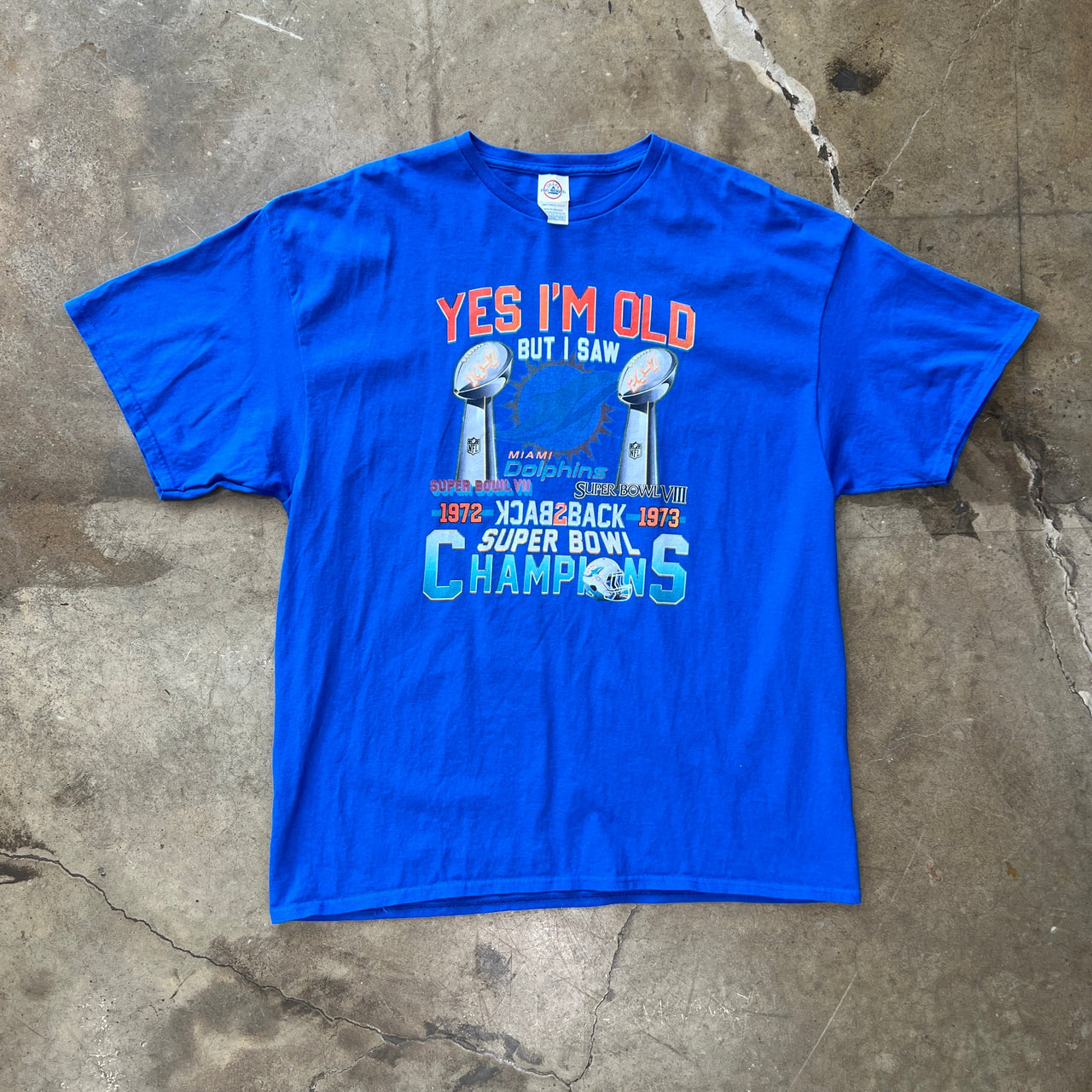 Y2K Super Bowl VII VIII Miami Dolphins Back 2 Back Champions Tee