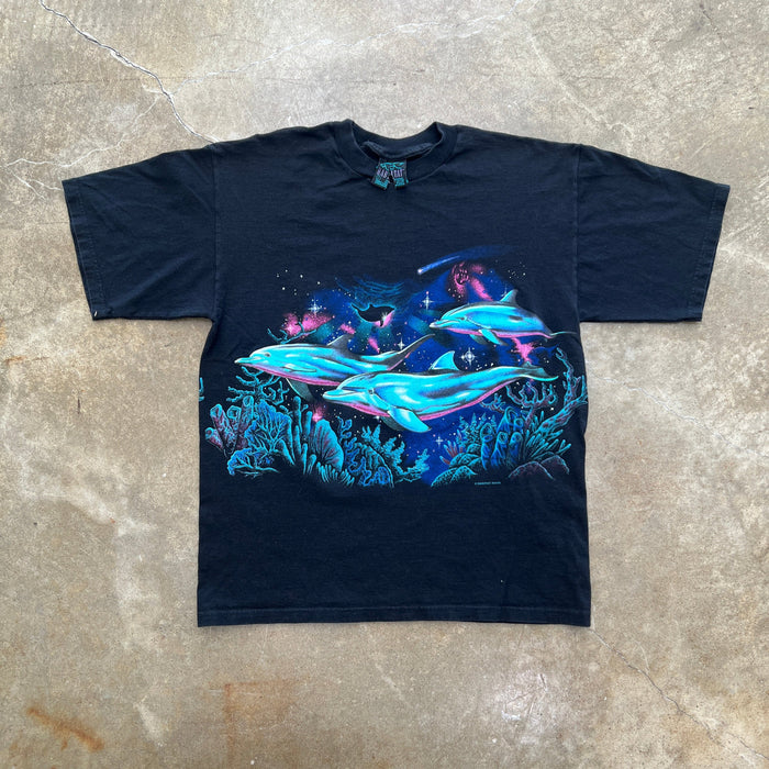 Cosmic Dolphins Coral Ocean Nature Tee Large