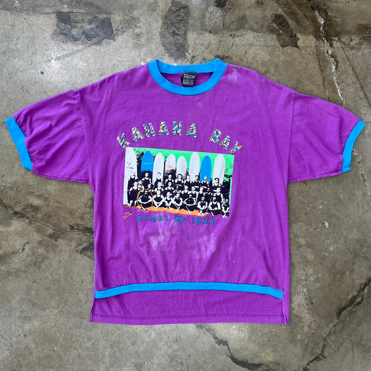 80s Surf Kahana Bay Ringer Repaired Tee Large