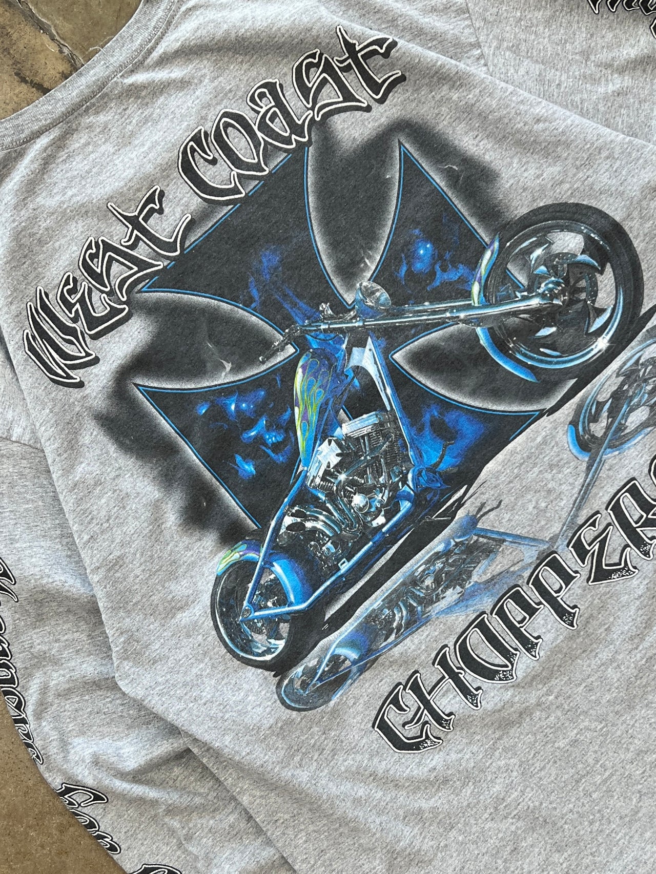 West Coast Choppers Blue Flame Cross Motorcycle Logo LS