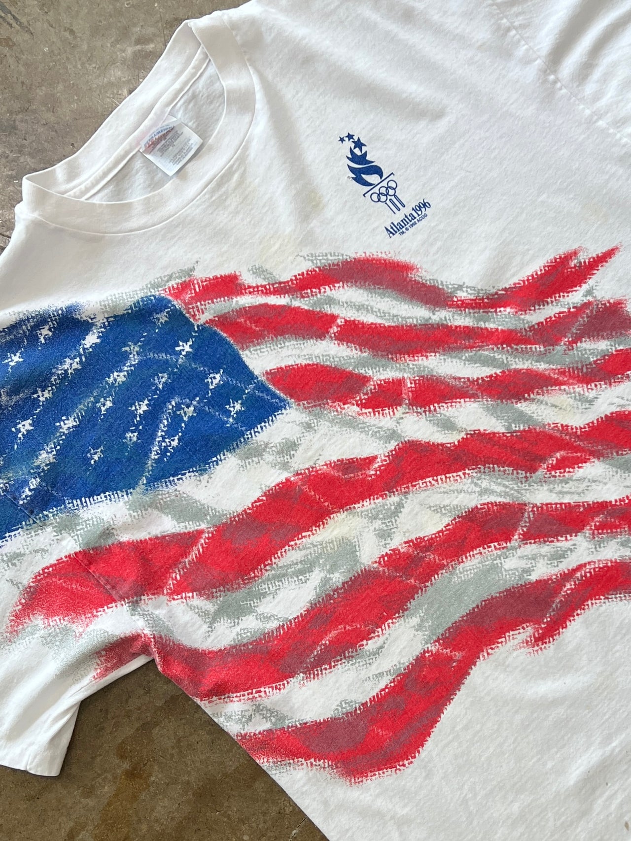 1996 Atlanta Olympics American Flag Single Stitch Tee