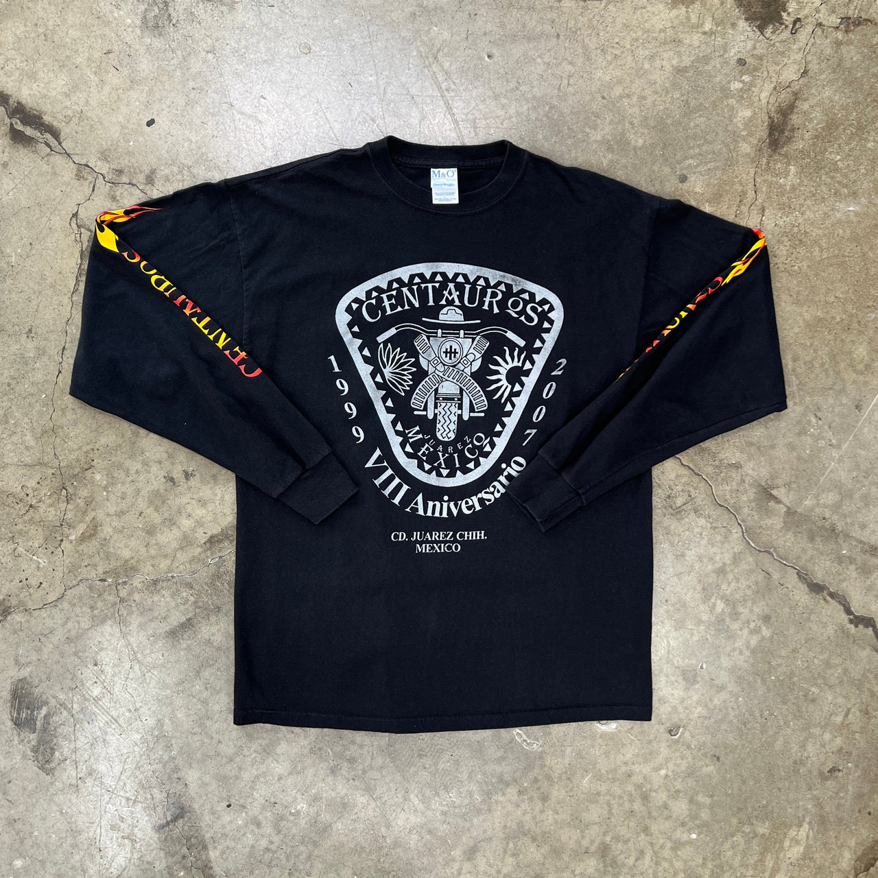 2007 Centauros Motorcycle Juarez Mexico Flame Sleeve LS Tee
