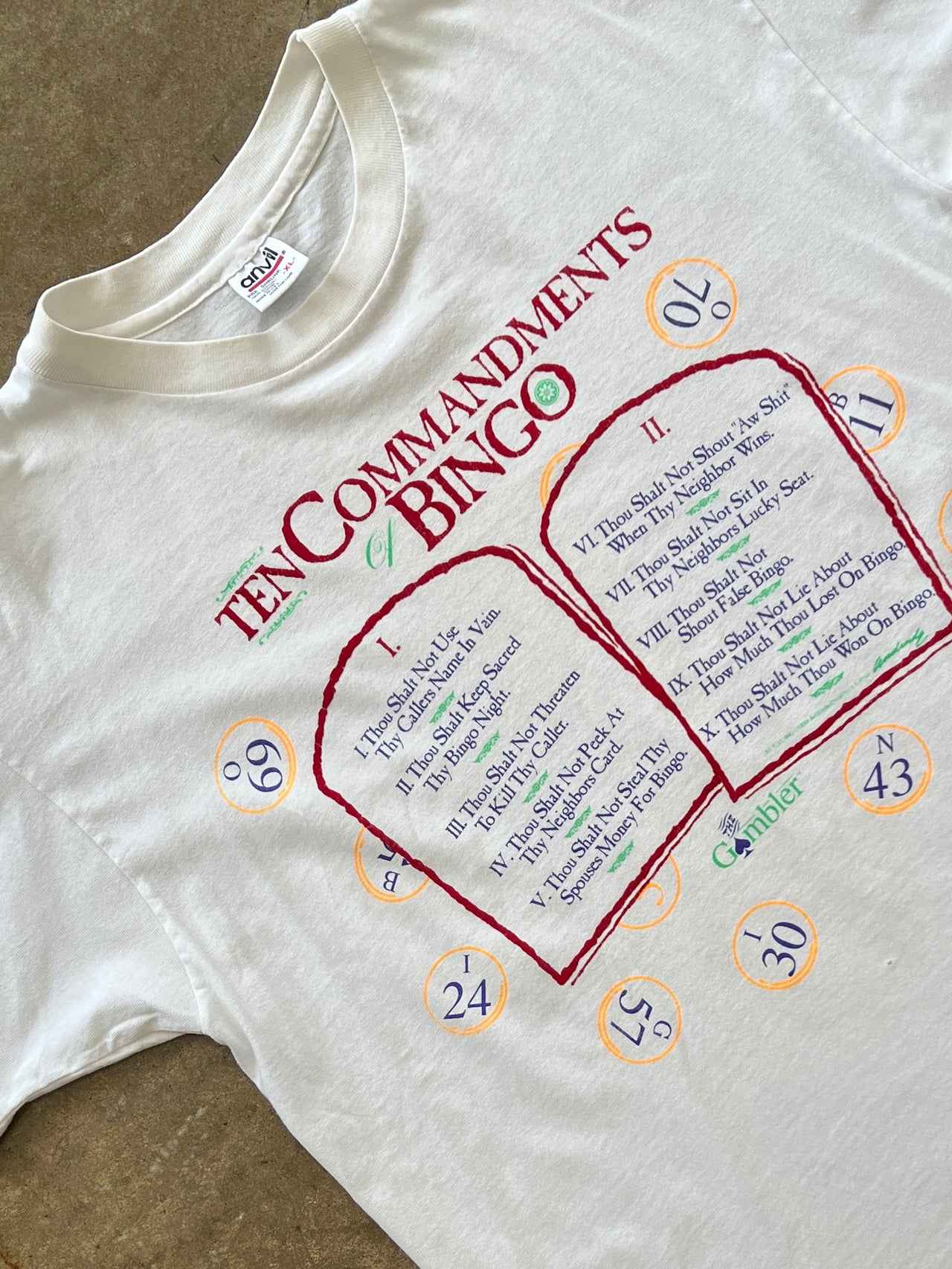 90s Ten Commandments Bingo Religious Tee