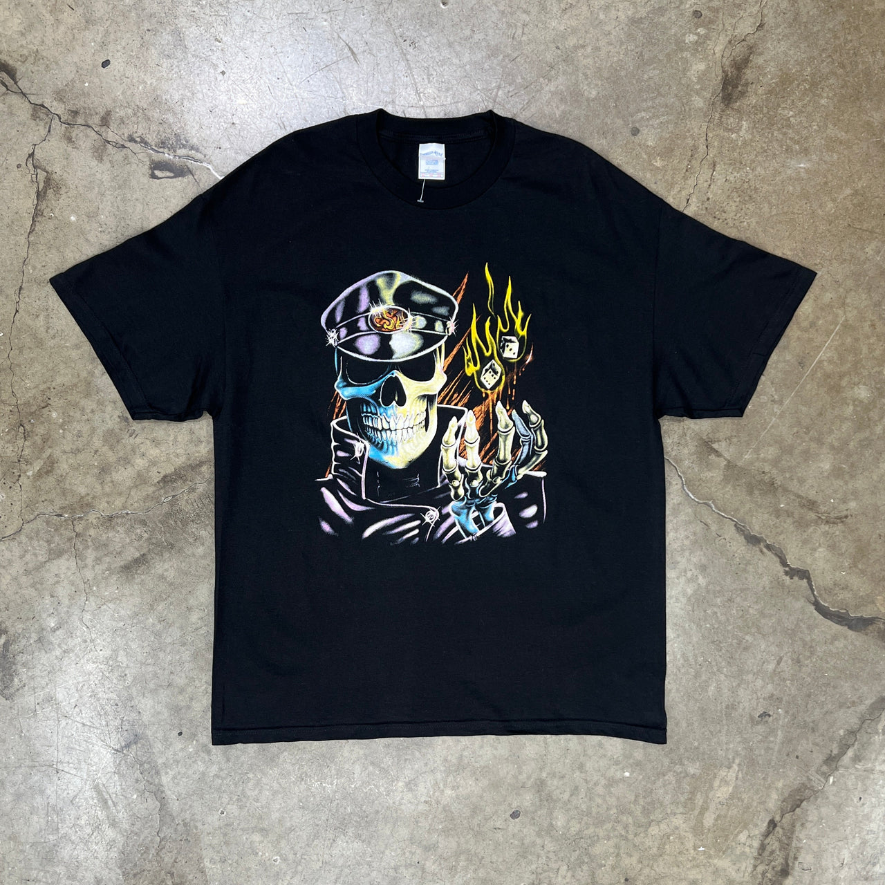 Biker Skull Flame 3D Emblem Style Tennessee River Tee