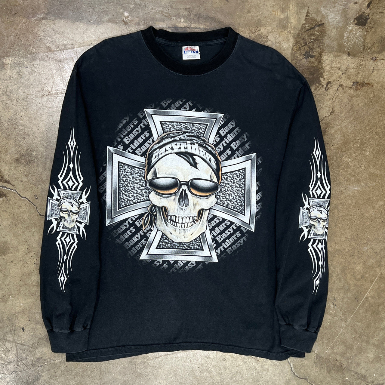 Easyriders Tribal Cross Skull Motorcycle Long Sleeve
