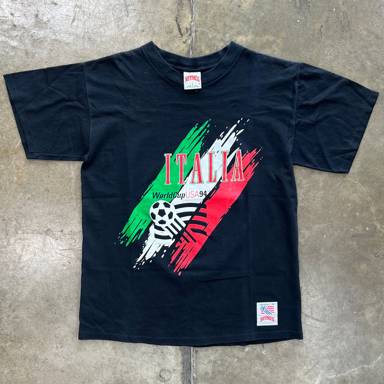 1994 Italy Italia World Cup Brush Stroke Paint Soccer Tee