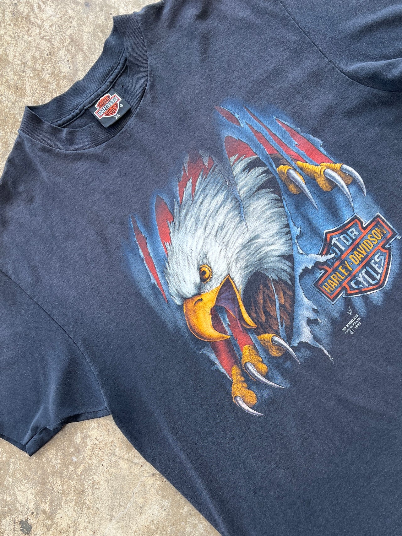 1995 Harley Davidson 3D Emblem Eagle Single Stitch Tee