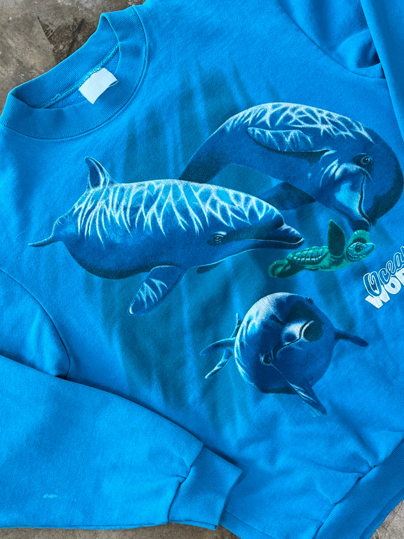 Ocean World Dolphin Turtle Nature Crewneck