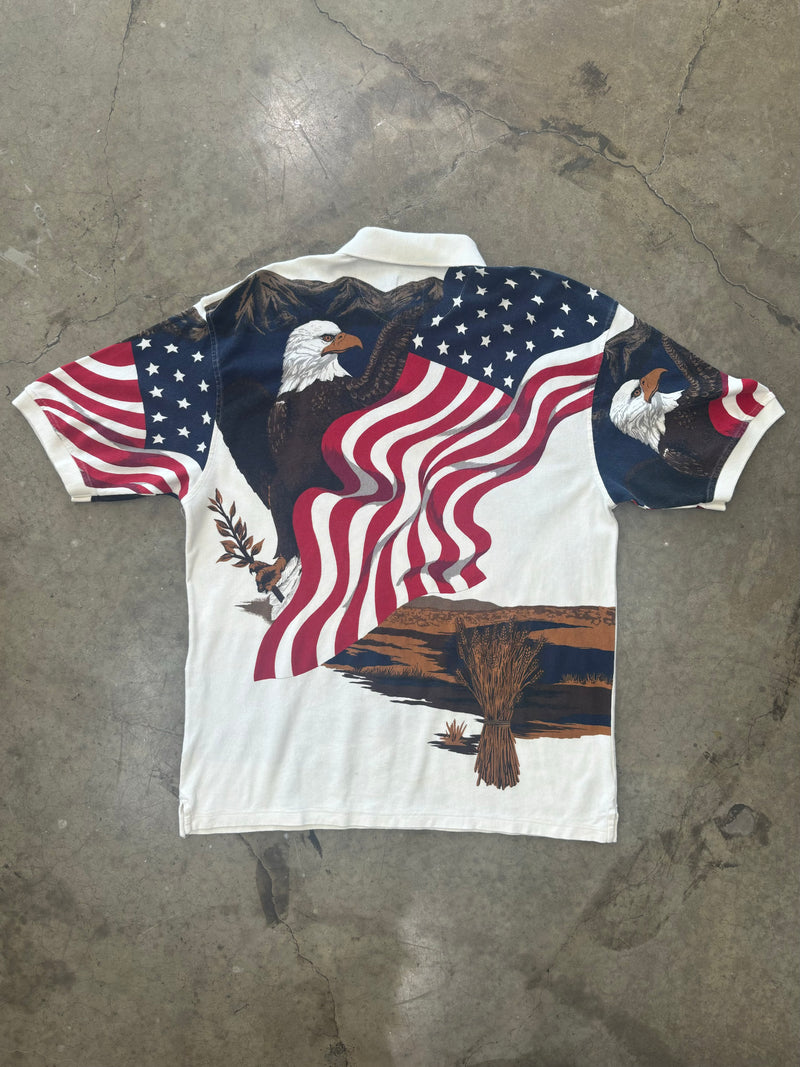 USA Bald Eagle American Flag Patriotic Polo Shirt