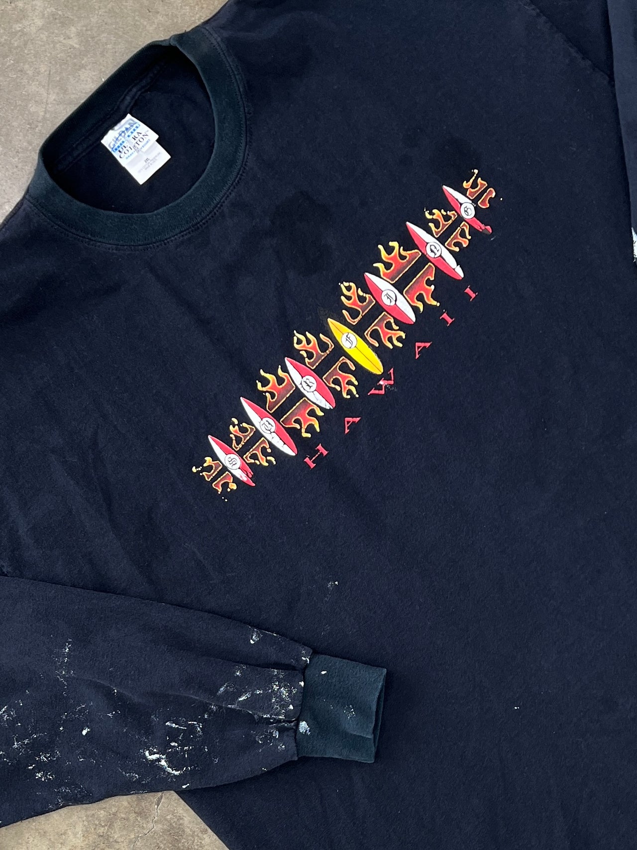 Hawaii Surfing Surf Skate Shop Long Sleeve Flame Tee