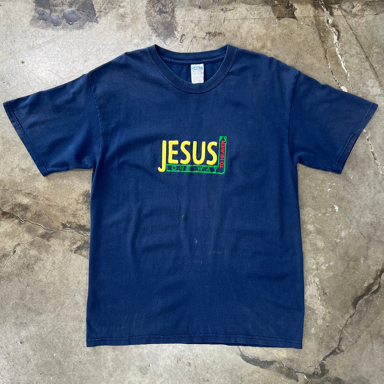 One Way to Heaven Jesus Religious Embroidery Tee