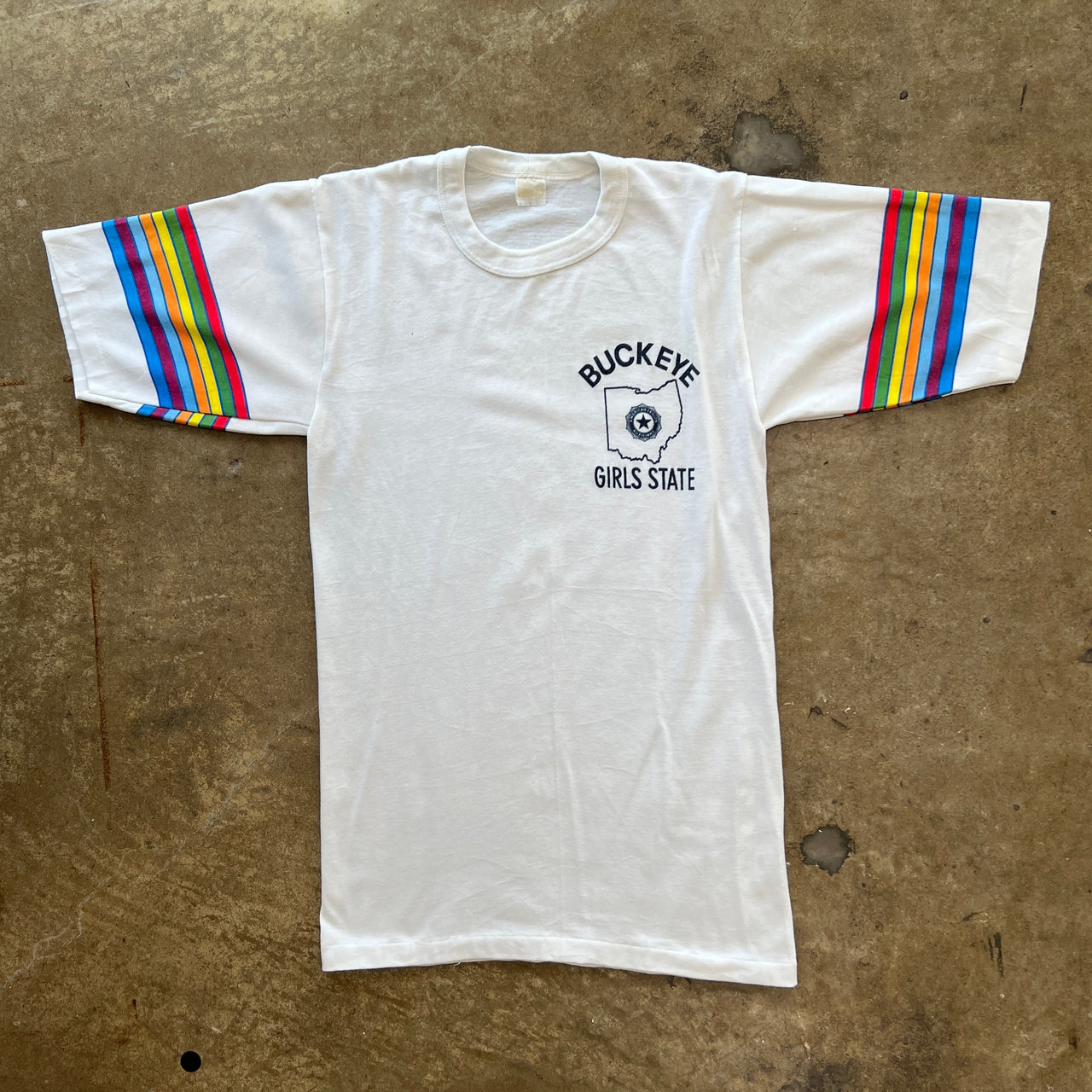 70s Buckeye Girls State Rainbow Single Stitch Tee