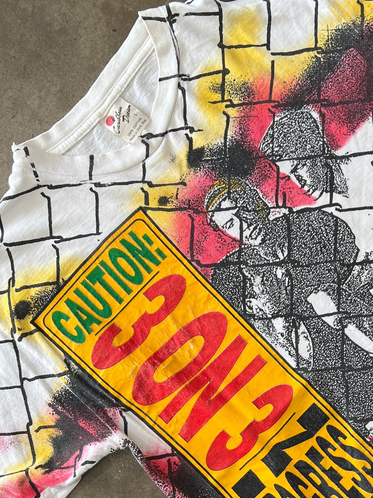 90s AOP Basketball Handball Caution 3 on 3 Progress Tee Single Stitch