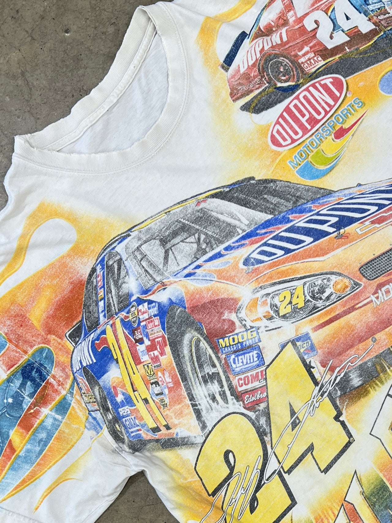 NASCAR 2002 Jeff Gordon Red Flame Du Pont AOP Tee