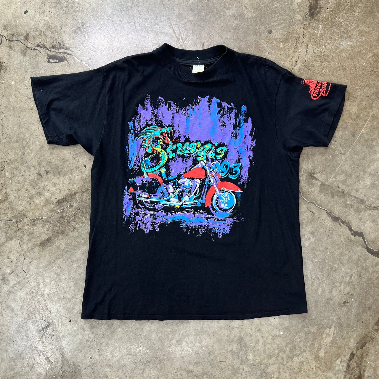 1993 Sturgis Black Hills Rally Art Motorcycle Single Stitch Tee