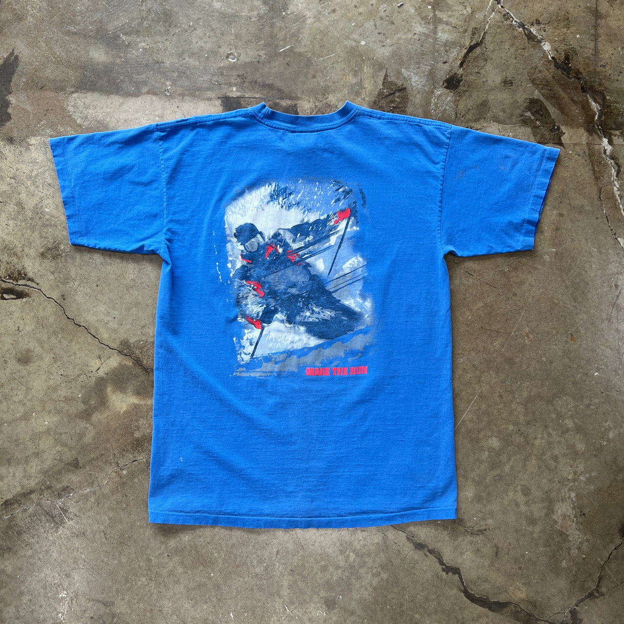 Marlboro Ski Make The Run Compass Tag Pocket Single Stitch Tee