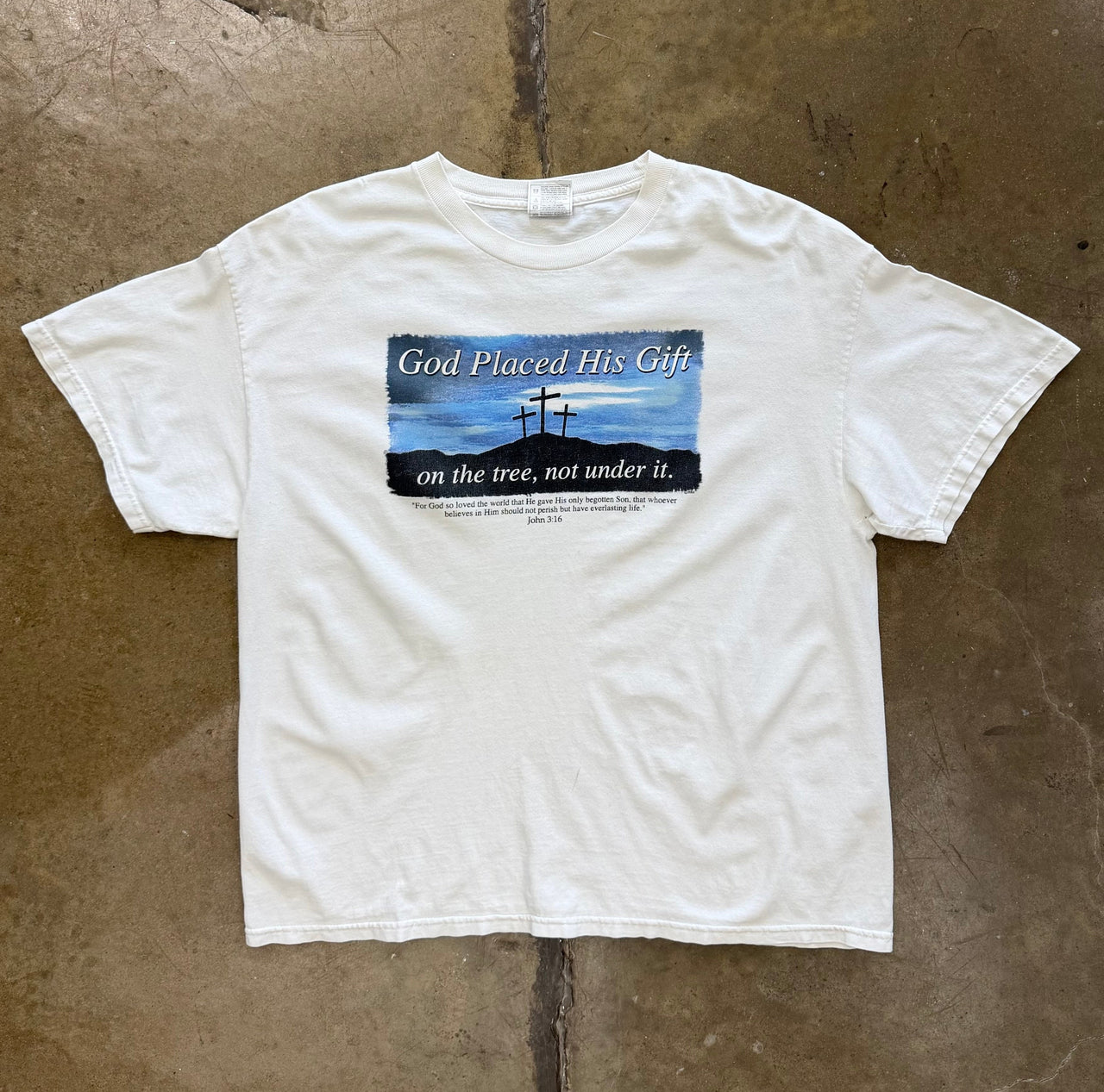 God Placed His Gift Three Cross Crucifix Jesus Religious Tee