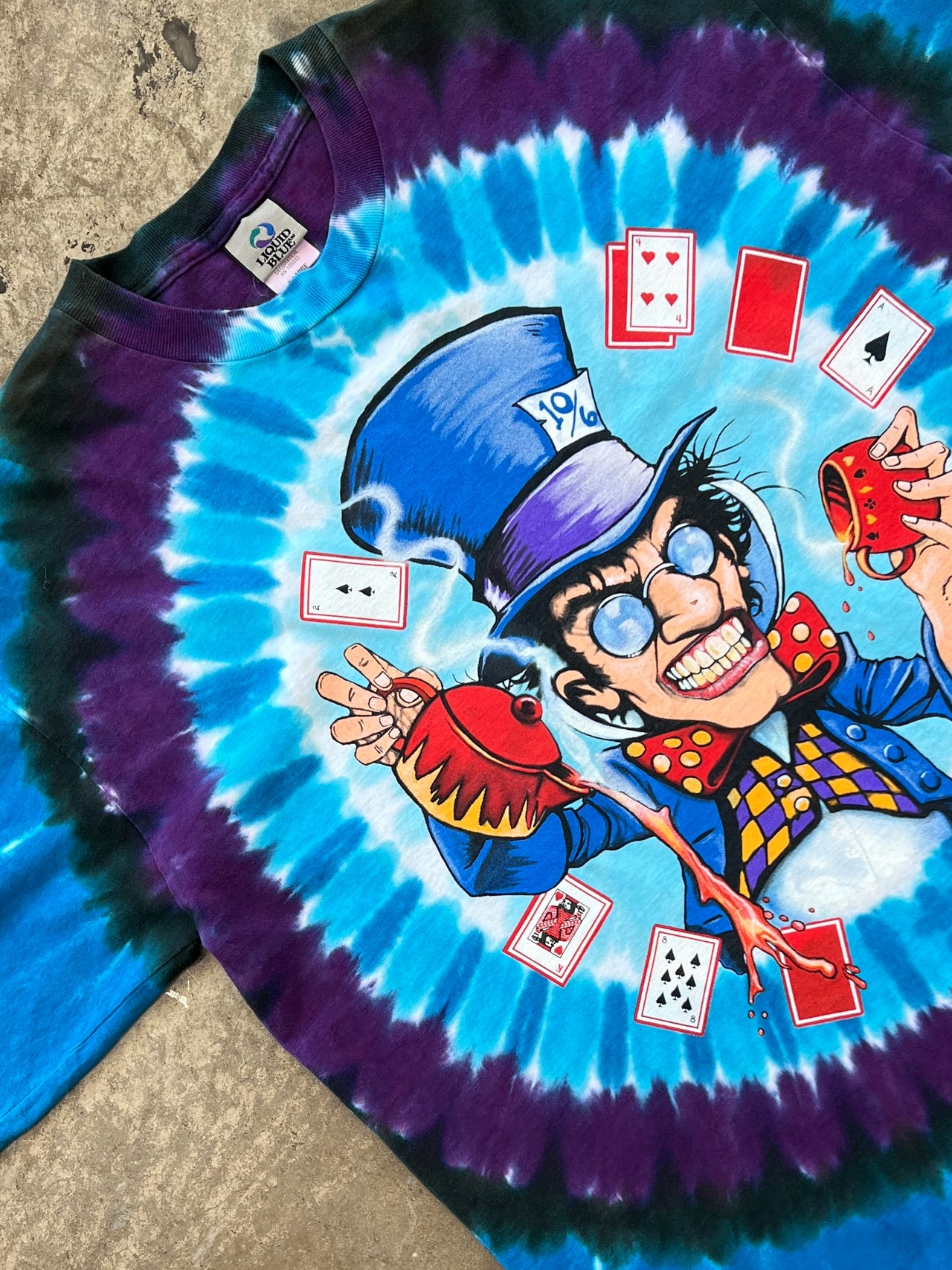 Liquid Blue Alice in the Wonderland Mad Hatter Single Stitch Tee