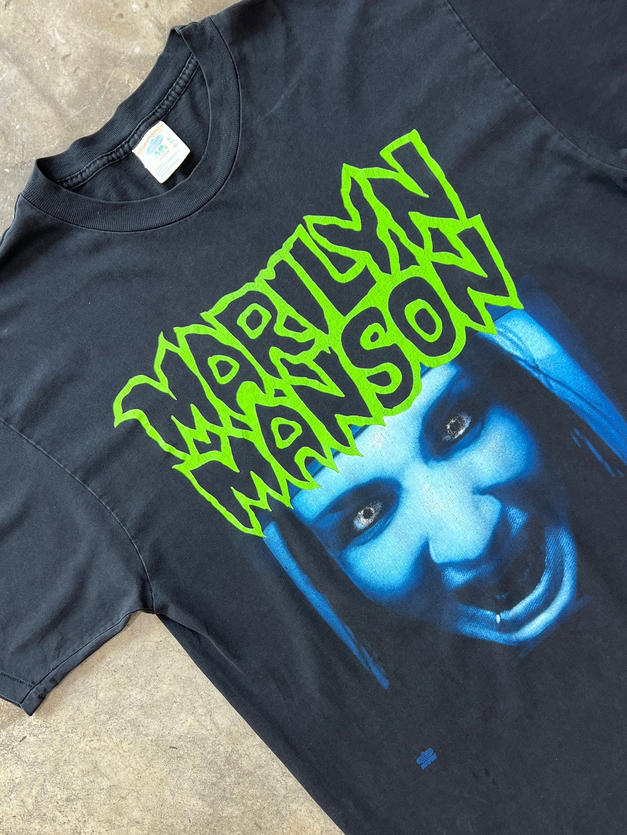 1996 Marilyn Manson blue big Face Hate Single Stitch Winterland Tee