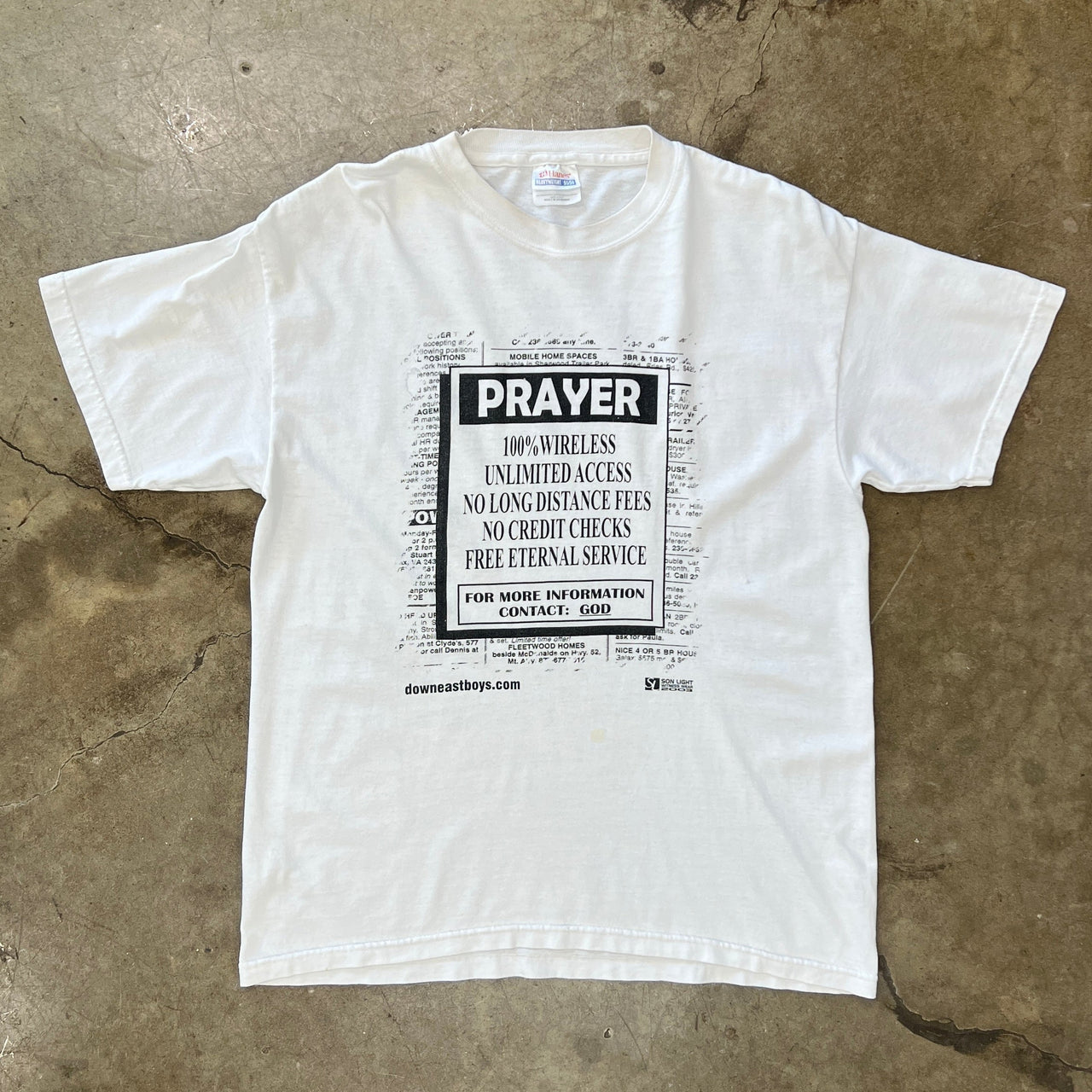 2003 Religious Prayer Contact God Wireless Tee