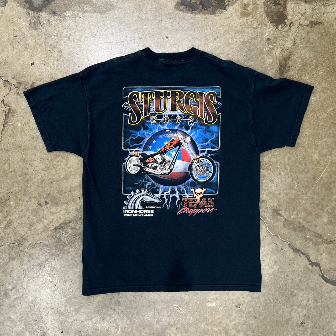 2002 Sturgis Thunder Texas Chopper Motorcycle American Tee